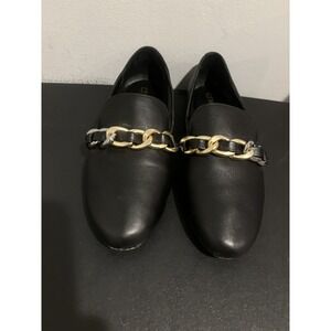 Chicos‎ Shoes Womens 7M Heidi Slip On Loafer Flats Black & Gold